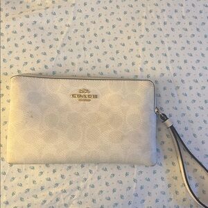 Coach Ivory Wristlet with Gold Accents